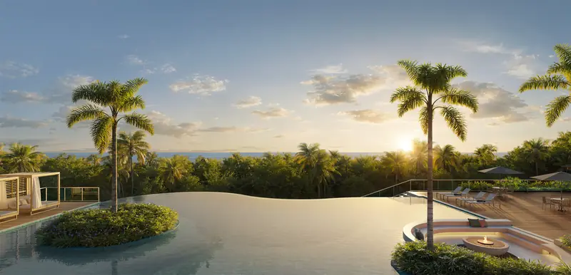 Piscina com vista mar do NUSA Imbassaí (perspectiva ilustrativa)